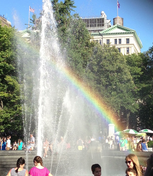 washington square park fountain rainbow nyc